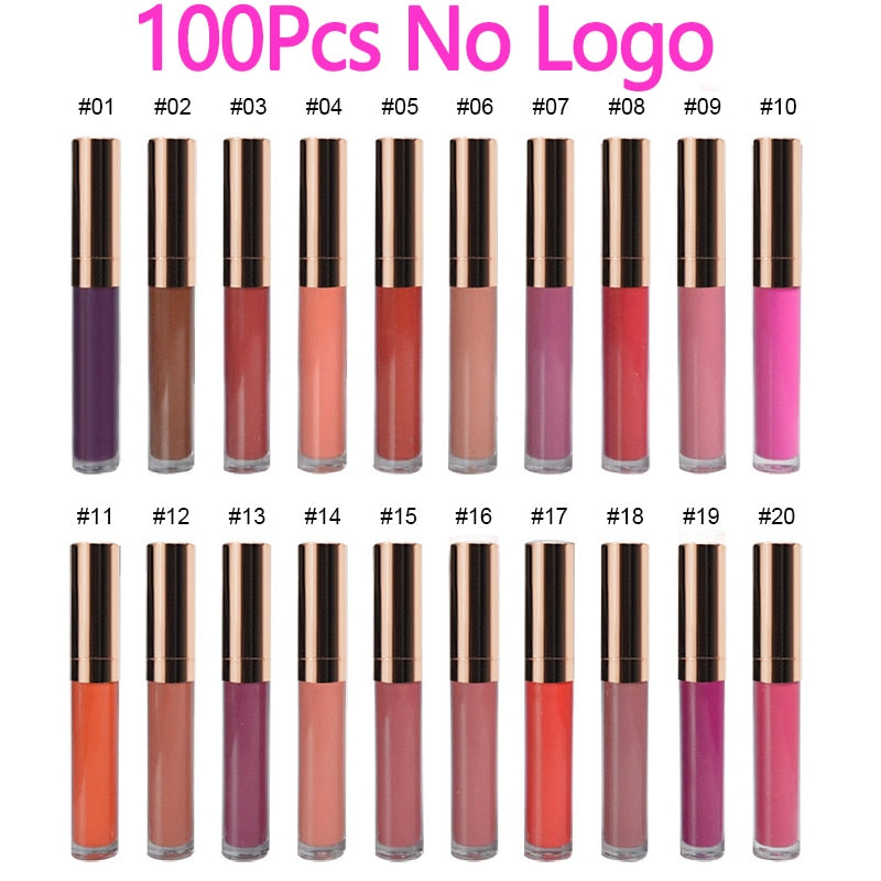 50 Uds., 30 colores, lápiz labial líquido mate resistente al agua, tinte de labios, brillo de labios mate, lápiz labial cosmético, brillo de labios de larga duración, logotipo personalizado