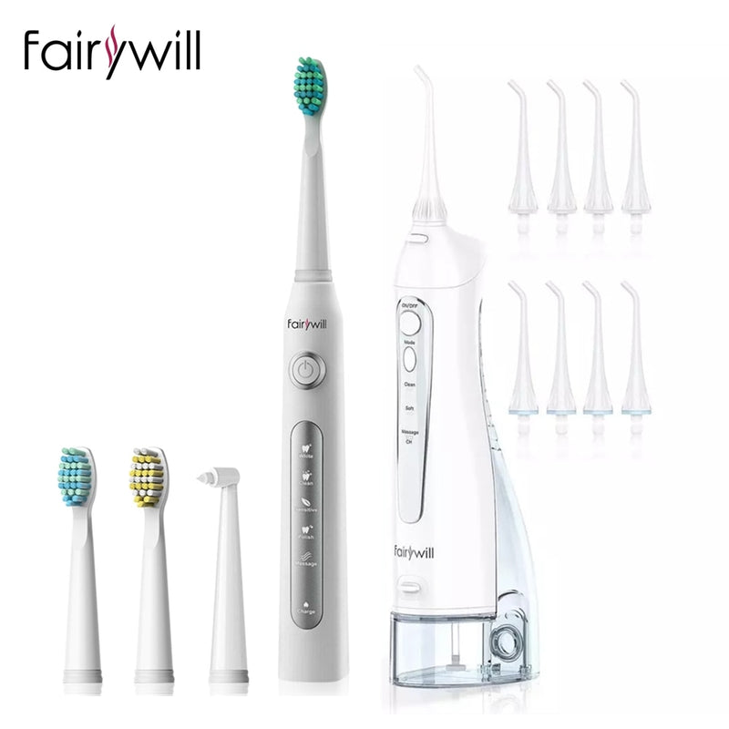 Fairywill Portable Oral Irrigator USB 300ml Rechargeable Dental Water Flosser Irrigator Dental Teeth Cleaner 3 Modes for Adult