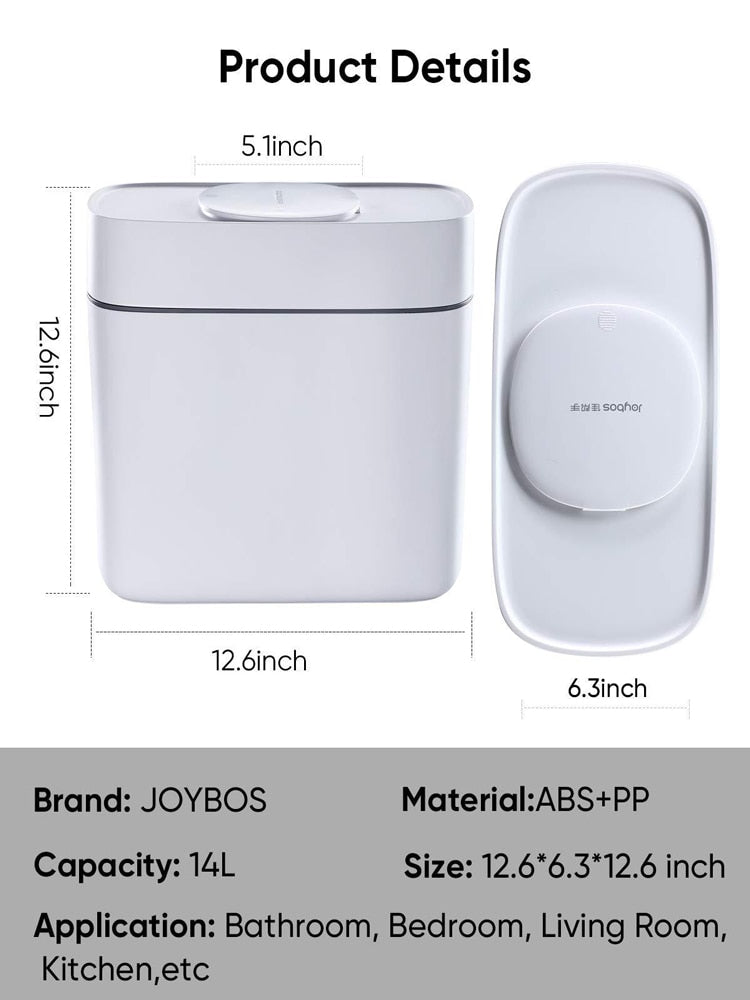 JOYBOS Trash Can Household Toilet Bathroom Living Room Creative High-End Simple Covered Automatic Packaging 14L Storage Bin JX7