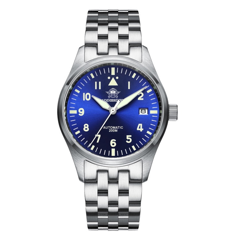 Diver Mechanical Dive Watch For Men Leather Sapphire Crystal Business Men&