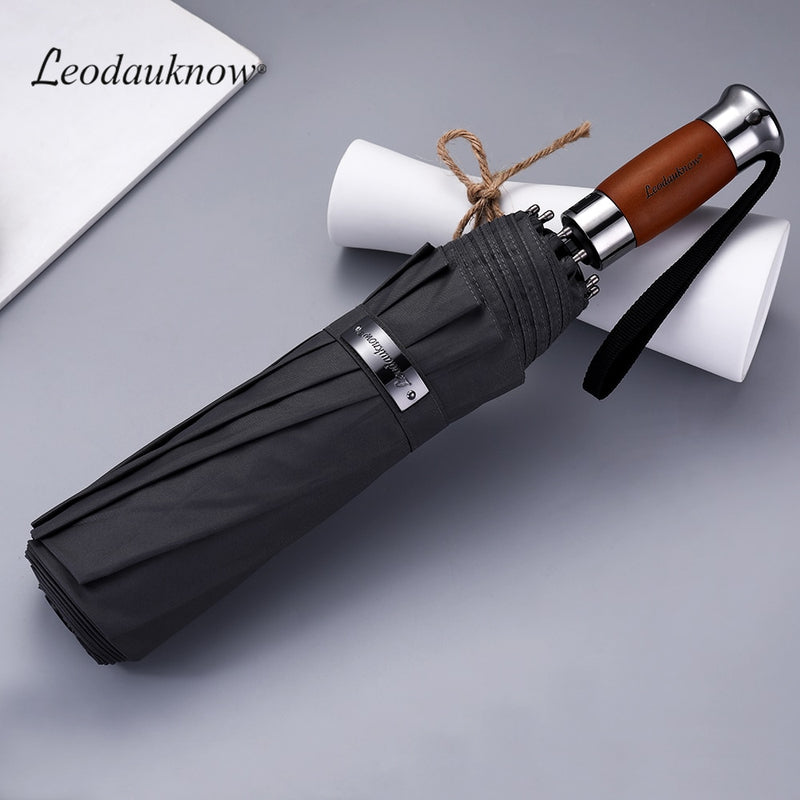 Genuine Brand Large Folding Umbrella Rain 1.2 Meters Business Men Automatic Umbrellas Windproof Male Parasol Dark Blue And Black