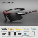 Comaxsun Professional Polarized Cycling Glasses Bike Goggles Outdoor Sports Bicycle Sunglasses UV 400 With 5 Lens TR90 2 Style