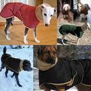 Ropa cálida de invierno para perros, chaqueta impermeable gruesa para perros, abrigo para perros rojo y negro con orificio para correa para perros medianos y grandes, galgo