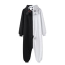 YESKIGU Monokuma Kigurumis Pyjama Erwachsener Einteiler Anime Bär Overall Schwarz Weiß Tier Pyjamas Damen Halloween Party Anzug Insgesamt
