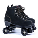 Black Lether Roller Skates Shoes 4-Wheel Double Row Flash Ourdoor Adult Man Woman Patines Shoes Europe Size 36-45