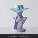 Jarrón de flores de belleza creativa, maceta de cabeza humana de estilo nórdico blanco y rosa, decoración del hogar, adornos para el salón, artesanías de resina