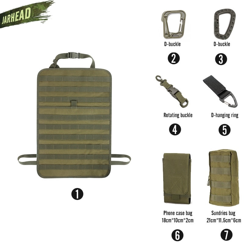 Universal Tactical MOLLE Car Seat Back Organizer military MOLLE Panel Vehicle Seat Cover Protector Kit Mat Black