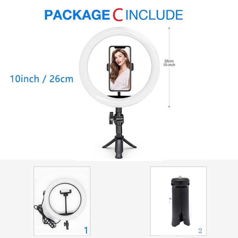 Desktop LED Ring Light Dimmable Phone Video Recording Round Fill Light for Youtube Tik Tok Video Photography Lighting RingLight