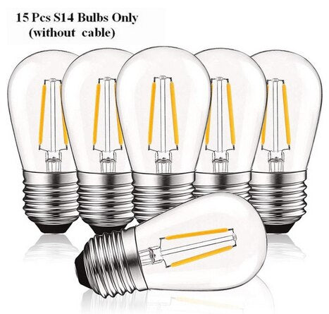 IP65 15M 15Bulbs S14 LED String Light Commercial Weatherproof LED Patio String 2W E27 Bulb Holiday Garland Garden Wedding Lights