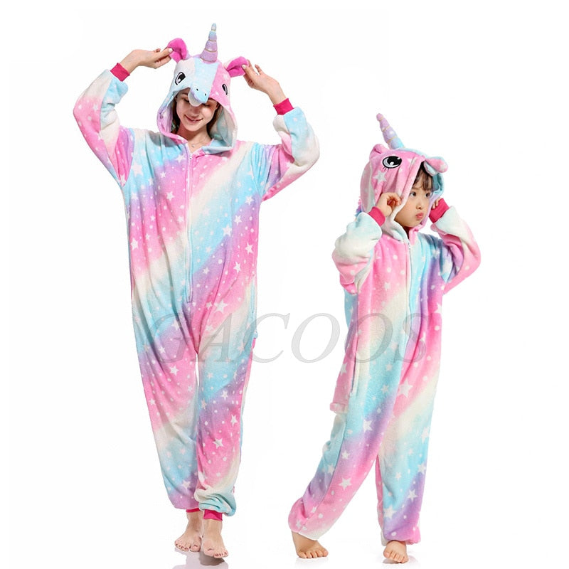 Stitch Onesies Kigurumi Winter Women Panda Pajamas Boys Girls Animal Pyjamas Adults Kids Costumes Flannel Cartoon Sleepwear