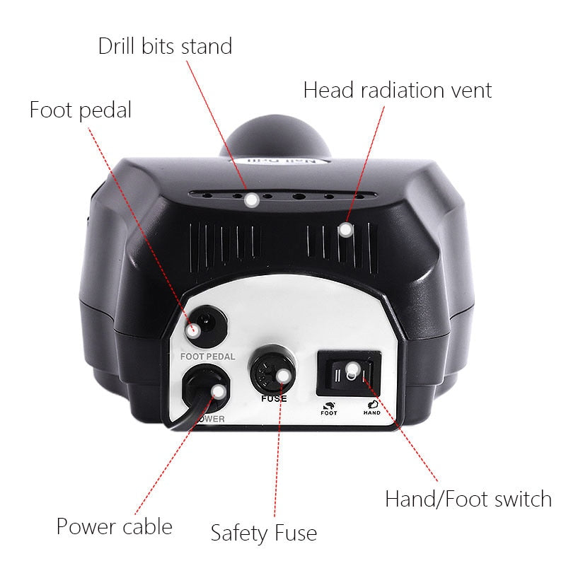 Taladro eléctrico de uñas de 35000RPM, taladro de manicura, taladro de pedicura, lijadora, taladro de uñas de salón, herramienta profesional de taladro de uñas