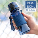 Botellas de agua UZSPACE de 350ml, agitador de proteínas sin BPA, portátil para niños, a prueba de fugas, para deportes, botella Tritan ecológica para exteriores