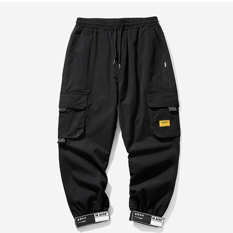 Pantalones Cargo negros para hombre, ropa informal estilo Hip Hop, pantalones bombachos para correr, pantalones de chándal Harajuku informales para hombre, novedad de verano 2021, pantalones para hombre