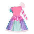 2022 New Fashion Baby Girl Candy Dress Kids Halloween Party Costume Colorful Ball Gown 2-12 Year Children Clothing