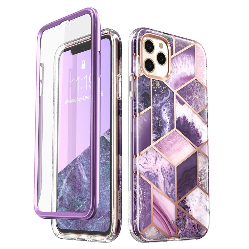 i-Blason Für iPhone 11 Pro Max Hülle 6,5 Zoll (2019) Cosmo Ganzkörper-Glitter-Marmor-Stoßstangenhülle mit integrierter Displayschutzfolie