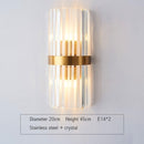 Envío rápido, luz de pared interior moderna de cristal dorado para dormitorio, mesita de noche, decoración de sala de estar, aplique LED, lámpara de baño