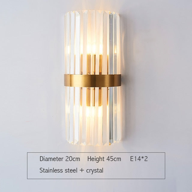 Fast shipping Crystal Golden Modern Indoor Wall Light For Bedroom Bedside Living Room Decoration LED Sconce Lamp Bathroom