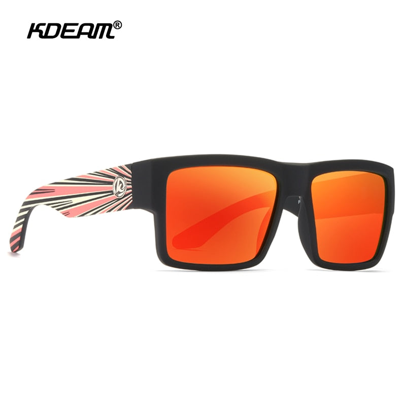 KDEAM Square Polarized Sunglasses Men Soft Matte Frame Tank Hinge Sun Glasses Driving Exclusive Design oculos de sol