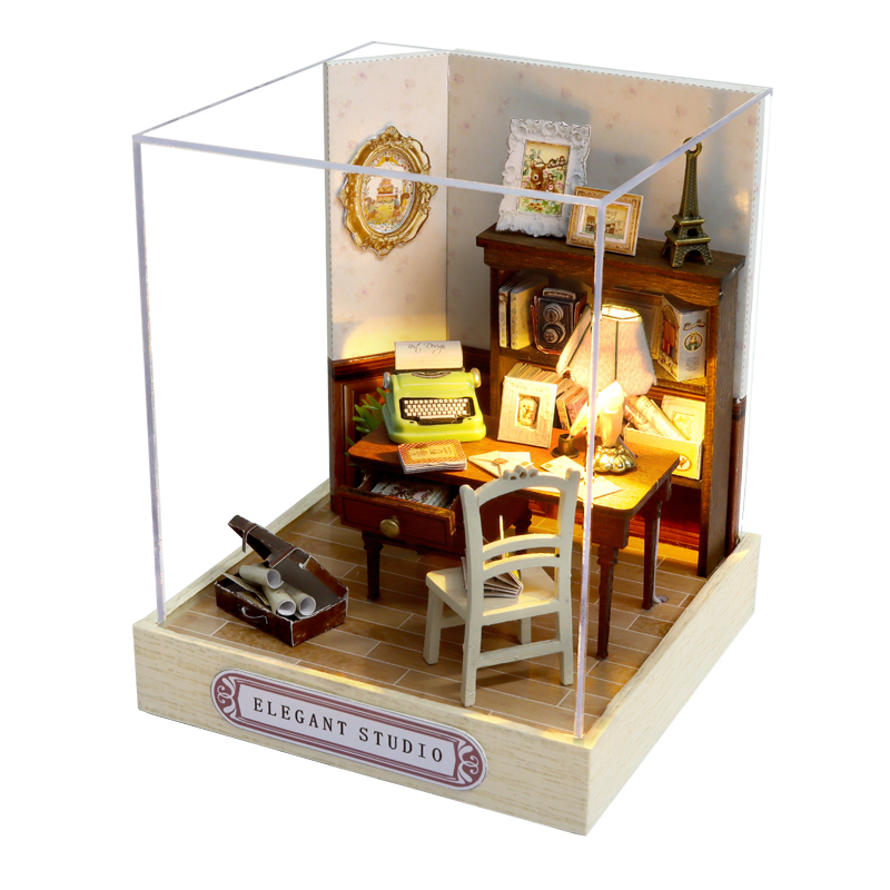 Doll House Furniture Diy Miniature 3D Wooden Miniaturas Dollhouse Toys for Children Birthday Gifts Casa Kitten Diary H013