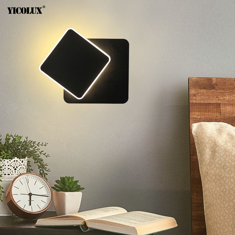 Wall Lamps for Bedroom living room square white black body AC90-260V Indoor Led Wall Lamp Rotatable Plated Metal 5W/16W Sconce