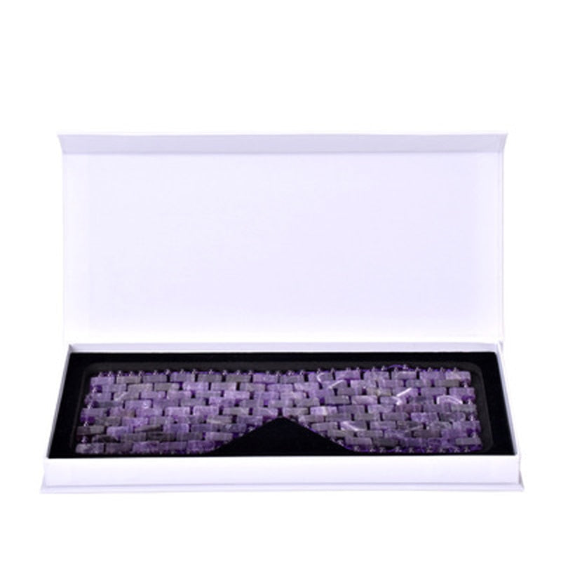 Kühlende Augenmaske aus Rosenquarz mit Box Natürliche Jade-Augenmaske Kältetherapie-Augenmassagegerät Amethyst-Schlafmasken Jade-Massagegerät