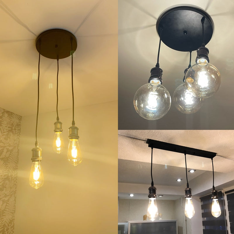 Retro Industrial Loft LED Bar Pendent Lamp E27 Socket Pendant lights Aluminum Dining Room Pendent Lights Kitchen Hanging Lamps