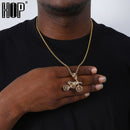 HIP Hop Full AAA Iced Out Bling CZ Cubic Zircon cobre motocicleta colgantes y collares para hombres joyería con cadena de tenis