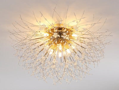 Crystal snowflake chandelier For Living Room Kitchen Rectangle Globe Dandelion chandelier Nordic Decor round led ceiling lamp