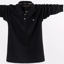 Polo para hombre, camiseta informal de algodón para trabajo de negocios para hombre, camisetas de otoño de manga larga con cuello vuelto, polos de talla grande 5XL 6XL