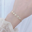 Luxury Super Shine AAA Zircon Flower Bracelet for Women Cute Romantic 14K Real Gold CZ Lady Bresselet Daily String Pulseras