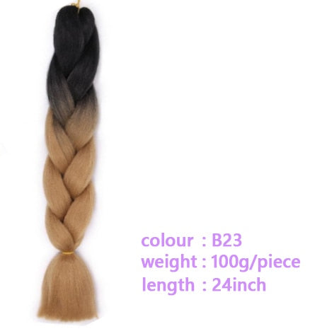 Black Star Hair Ombre Jumbo Extensiones de cabello trenzado Trenzas retorcidas de 24 pulgadas Fibra de cabello sintético para trenzado retorcido para mujeres