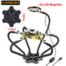 Toolour Multi Soldering Station Helping Third Hand 3X USB LED Magnifying Glass Lamp USB Fan  For PCB Welding Repair Station Tool