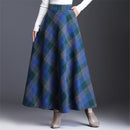 Neophil Woolen Warm S-3XL Thick Plaid Skirts 2022 Winter Women England Style Pockets Midi Pleated A-Line Wool Tartan Skirt S9216