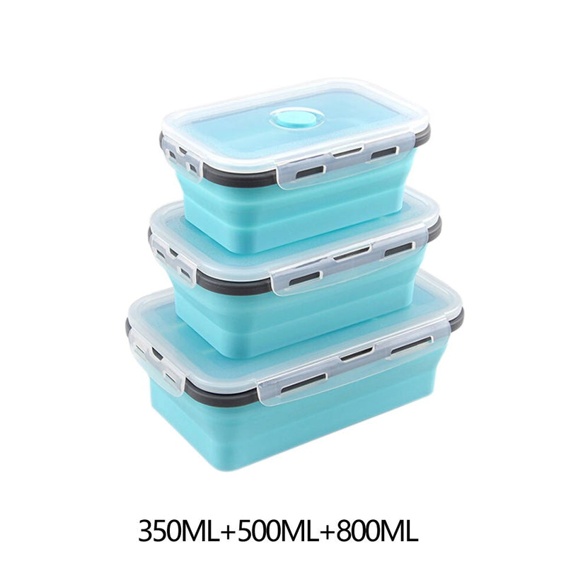 Contenedores de almacenamiento de alimentos con tapas de silicona plegable BPA almuerzo gratis caja de ensalada de frutas Set reezer apto para microondas