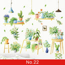 24 estilos Serie de plantas Pegatinas de pared para sala de estar Dormitorio Hojas verdes Calcomanías de pared extraíbles Vinilo DIY Murales ecológicos