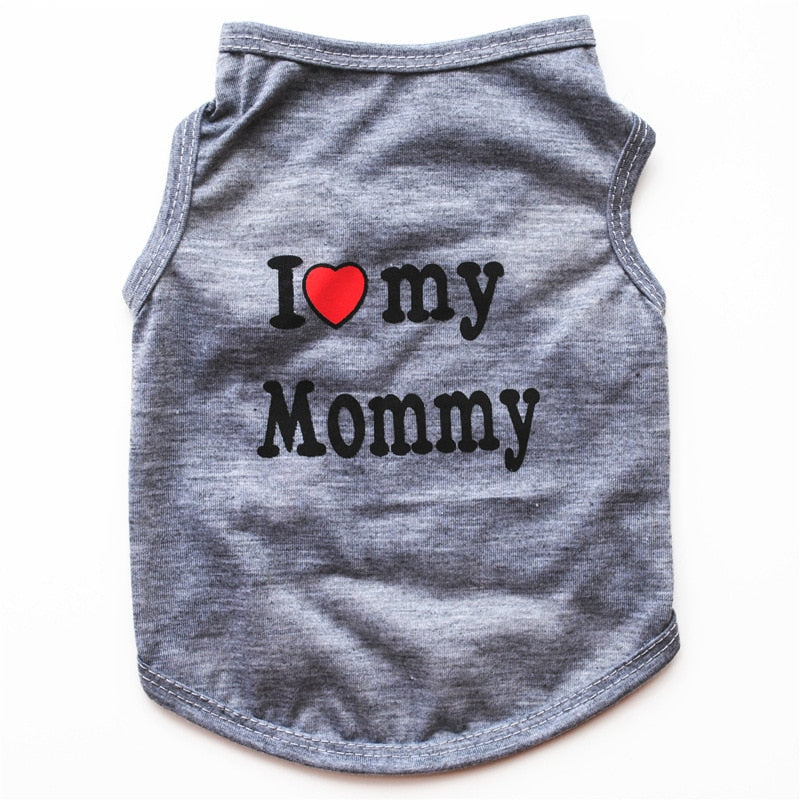 Pet Clothes Casual Puppy Dog Cat Clothing &quot;I Love Mommy &amp; Daddy&quot; Print Cat Vest Tee Shirt 100% Cotton T-shirt Cat Kitten Apparel