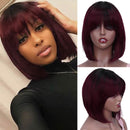 Short Bob Wig With Bangs Straight Brazilian Remy Hair Wigs For Women Human Hair Glueless Full Machine Made Cheap Human Hair Wigs