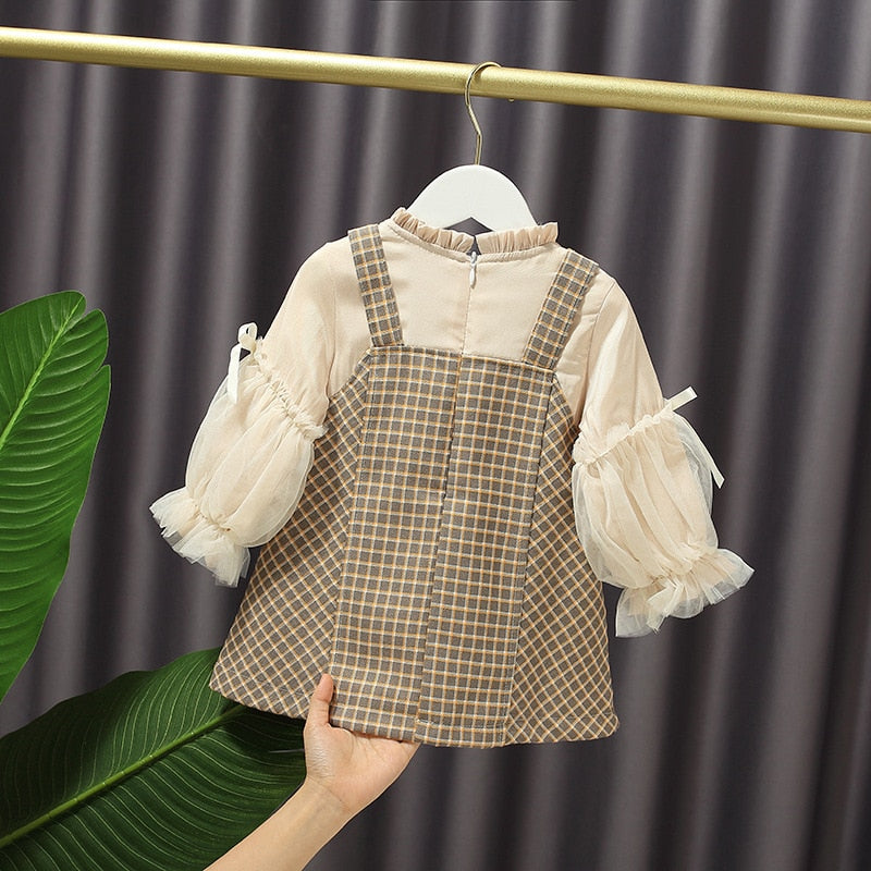 2020 Herbst Kinder Kleider für Mädchen Nettes Kariertes Geburtstagsfeier Kleid Kleinkind Mädchen Kleidung 1-4 Jahre Vestidos Baby Mädchen Kleidung