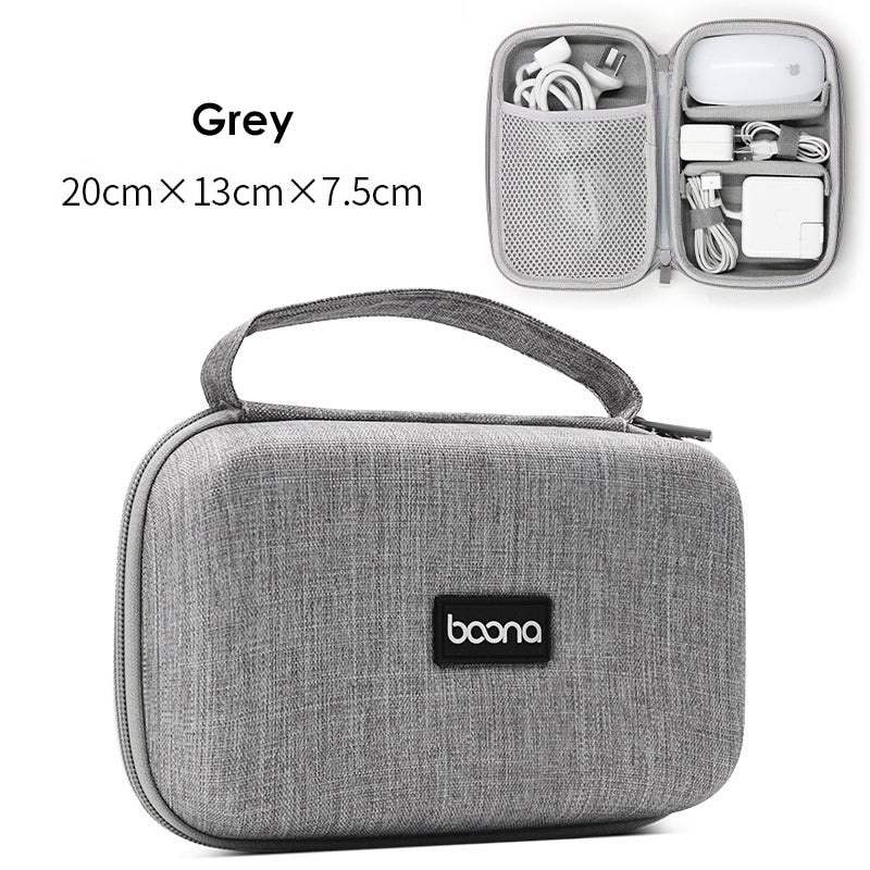 Bolsa de almacenamiento de dispositivos digitales de carcasa dura para adaptador de Mac, Cable de datos de ratón, auriculares, HDD, estuche organizador de dispositivos electrónicos