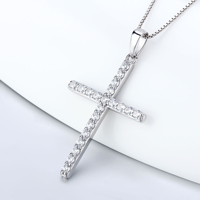 CLUCI 925 Silver Zircon Inlay Cross Pendant  Hot Women Accessories Religious Jewelry Gift Charms Only Pendant DP035SB