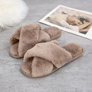 Winter Women House Slippers Cross Faux Fur Ins Fashion Warm Shoes New Indoor Warm Cotton Slippers Thickened Leak-Toe Fur Slides