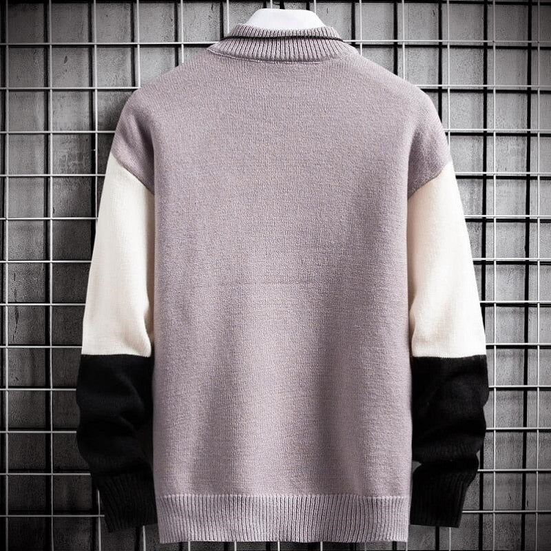 New Winter Cashmere Warm Sweater Men Turtleneck Mens Pullover Patchwork Slim Fit Sweaters Tops Knitted Men&