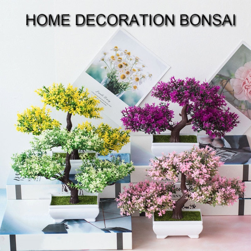 Artificial Plant Bonsai Tree Home Decoration Artificial Flower Plants Potted Flowers Decor For Garden Fake Plant Bonsai Decor