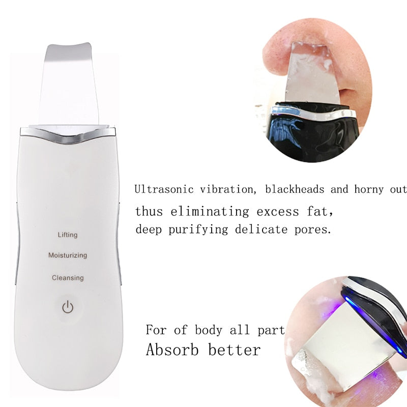 Ultrasonic Scrubber Deep Cleansing Face Scrubber Facial Cleansing Shovel Exfoliating Skin Scraper Peeling Beauty Instrument