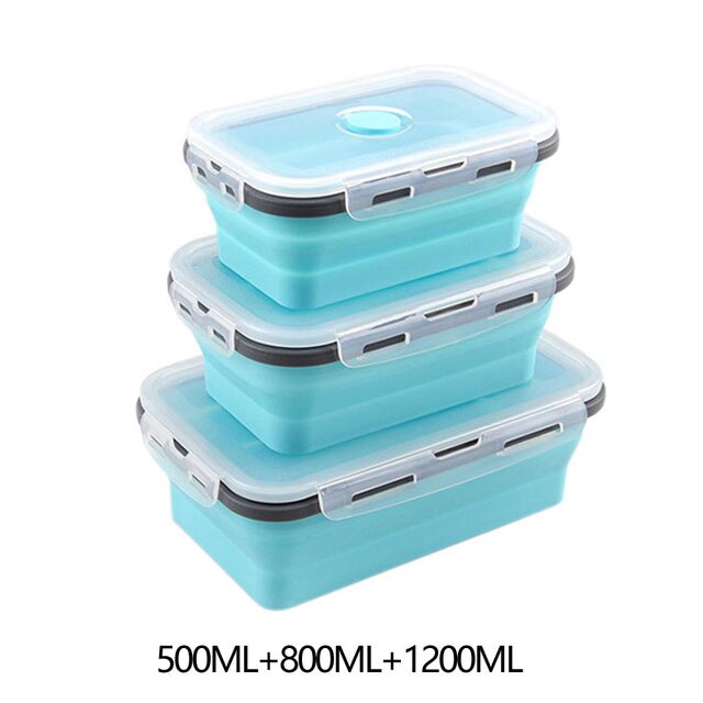 Food Storage Containers With Lids Silicone Collapsible BPA Free Lunch Fruit Salad Box Set reezer Microwavable