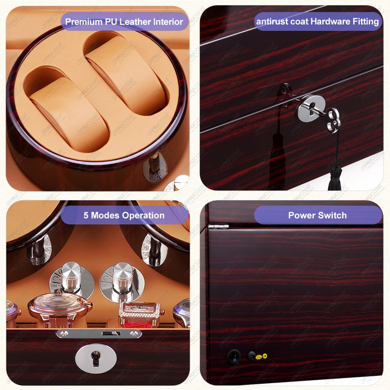 FRUCASE Watch Winder for Automatic Watches New Version 4+6 Wooden Watch Box Watches Storage Collector