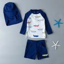 Traje de baño para niños de 3 piezas, traje de baño de manga larga para niños, protección solar UV, ropa de baño para bebés, traje de baño para niños pequeños