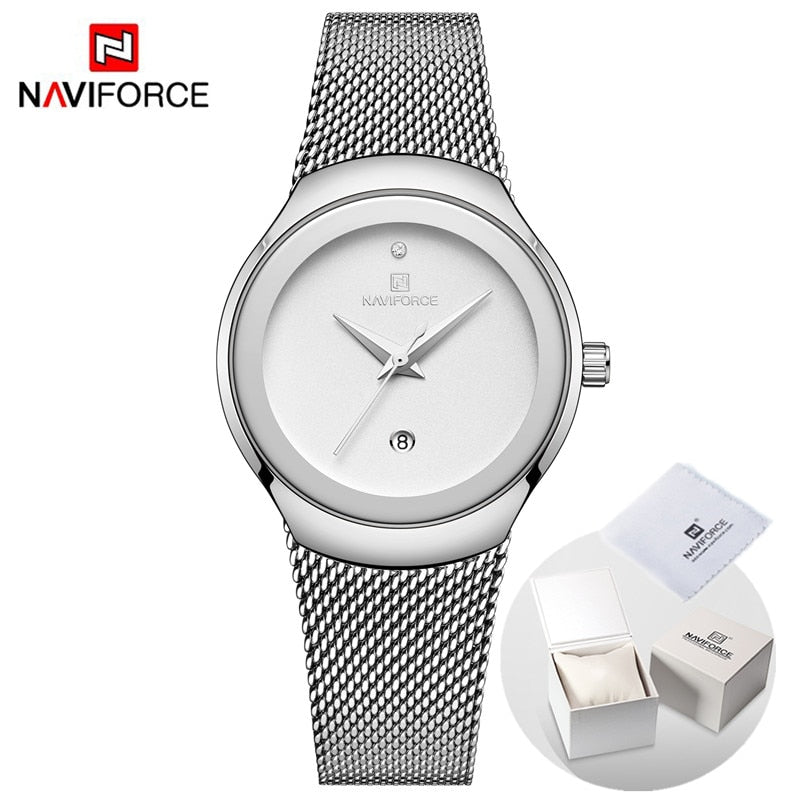 NAVIFORCE Luxury Brand Watches for Women Fashion Casual Ladies Quartz Wristwatch Rose Gold Stainless Steel Waterproof Clock Girl