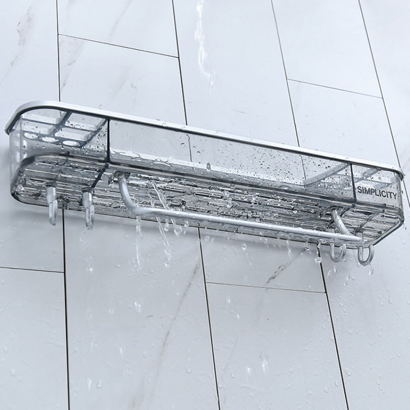 Estante de baño sin perforaciones, organizador de estante de almacenamiento de toallas cosméticas para champú, soporte de esquina de baño, artículos para el hogar, accesorios de baño