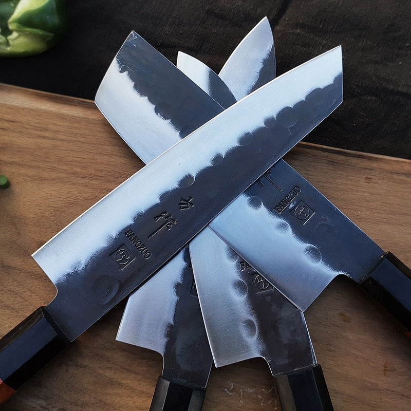 FANGZUO Japanische Küchenmesser Geschmiedetes Edelstahl-Kochmesser mit hohem Kohlenstoffgehalt Scharfes Santoku-Cleaver-Schneiden Allzweckmesser-Werkzeug